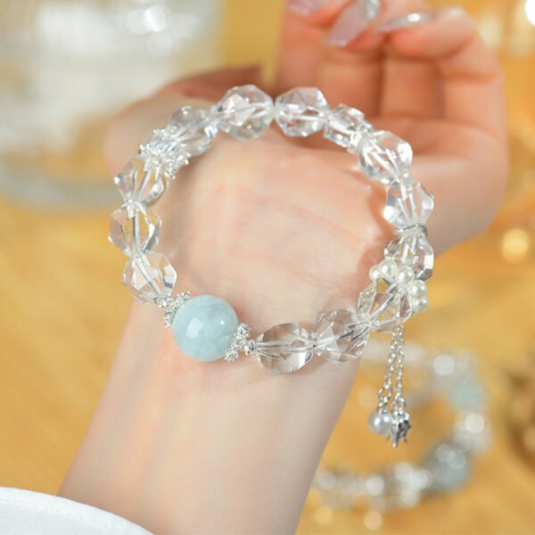 Natural white crystal cut face bracelet