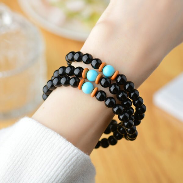 Natural Obsidian Three Loop Bracelet - Image 4