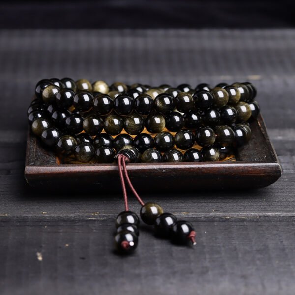 108 natural obsidian bracelets, prayer beads, men's and women's couple bracelets, necklaces, and accessories - Image 4