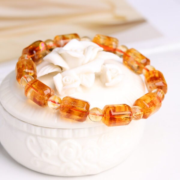 Natural ice crystal bucket bead bracelet