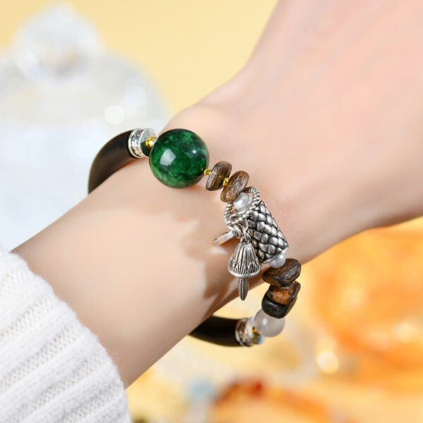 Agarwood Half Bracelet Dry Blue Large Particle Round Bead Bracelet - Image 4
