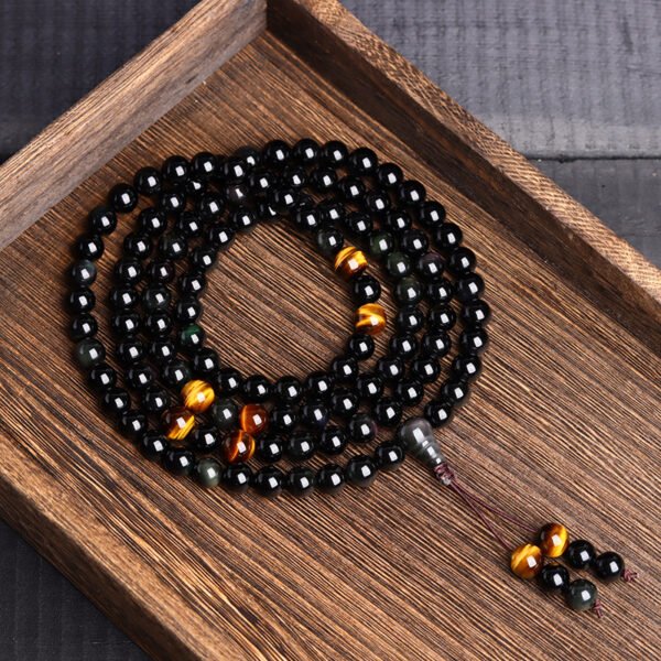 108 natural obsidian bracelets, prayer beads, men's and women's couple bracelets, necklaces, and accessories
