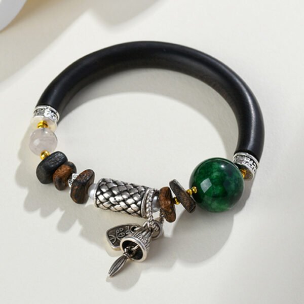 Agarwood Half Bracelet Dry Blue Large Particle Round Bead Bracelet