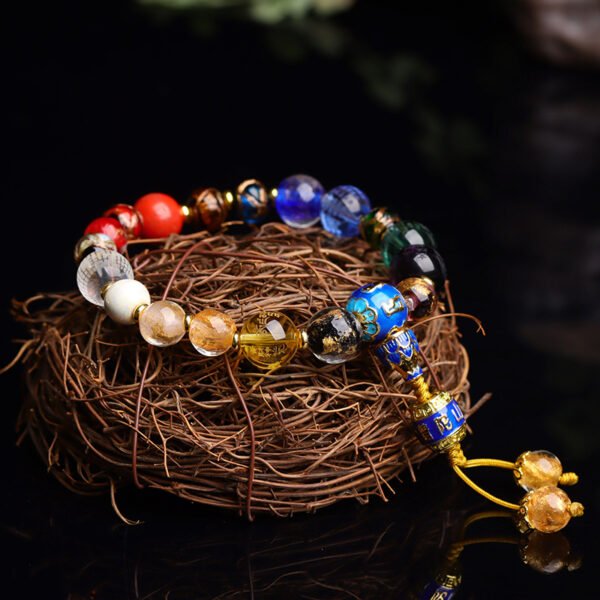 Liuli Agate Crystal Heart Sutra 18 Seed Multi Treasure Hand String