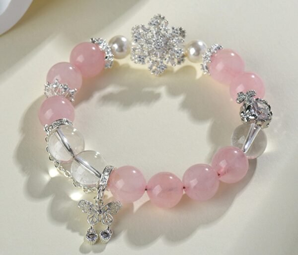 Natural Pink Crystal White Crystal Snow Bracelet - Image 3
