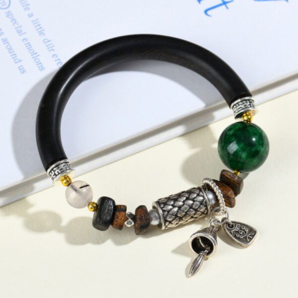 Agarwood Half Bracelet Dry Blue Large Particle Round Bead Bracelet - Image 3