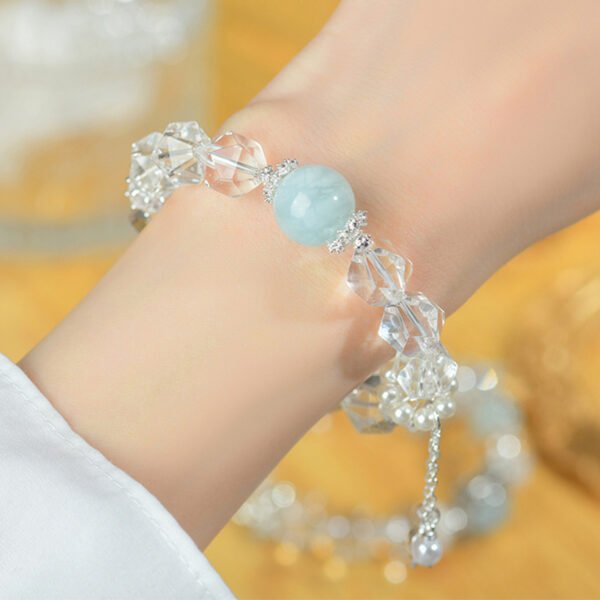 Natural white crystal cut face bracelet - Image 3