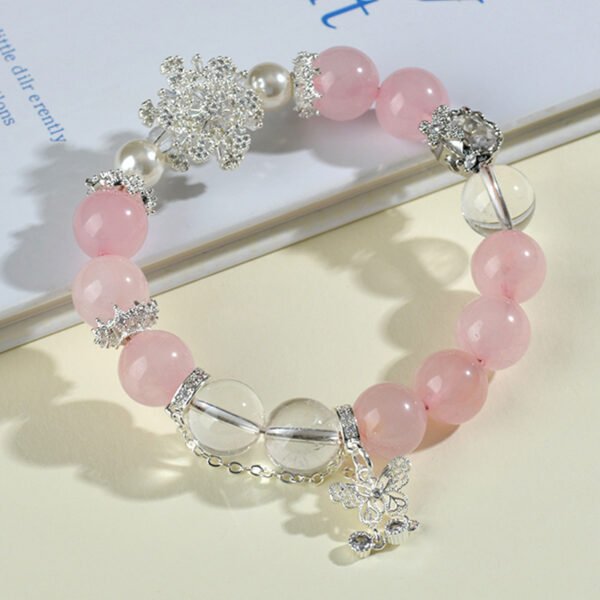 Natural Pink Crystal White Crystal Snow Bracelet - Image 2