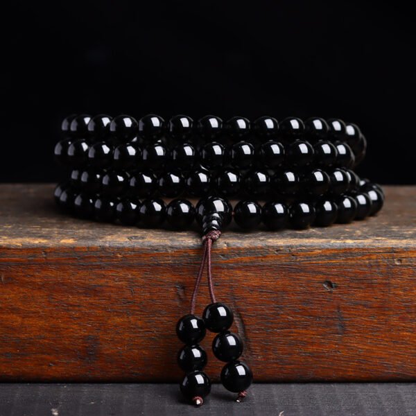 108 natural obsidian bracelets, prayer beads, men's and women's couple bracelets, necklaces, and accessories - Image 2