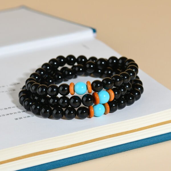 Natural Obsidian Three Loop Bracelet - Image 2