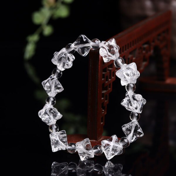 Natural white crystal Melkaba single loop bracelet, hexagonal star women's bracelet