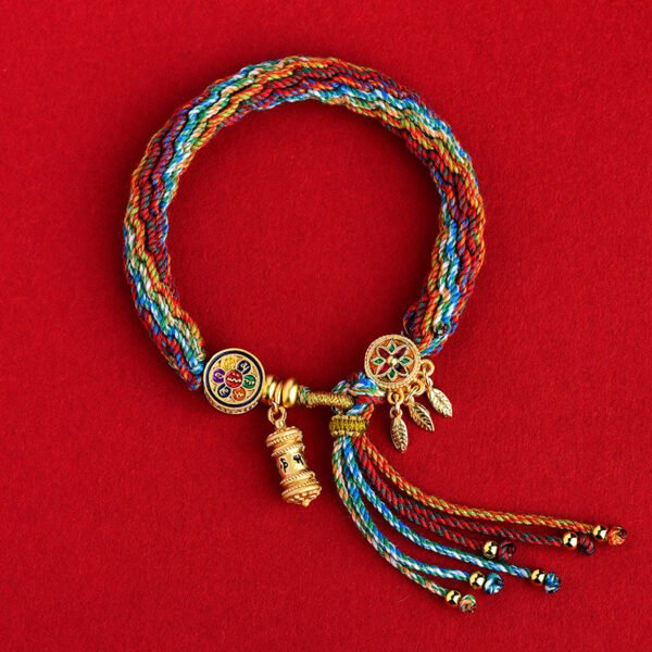 Handmade cotton thread weaving, hand face, ethnic style, Buddhist hand rope, Tibetan hand rope, paired with dream catcher net, six character mantra