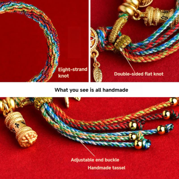 Handmade cotton thread weaving, hand face, ethnic style, Buddhist hand rope, Tibetan hand rope, paired with dream catcher net, six character mantra - Image 4