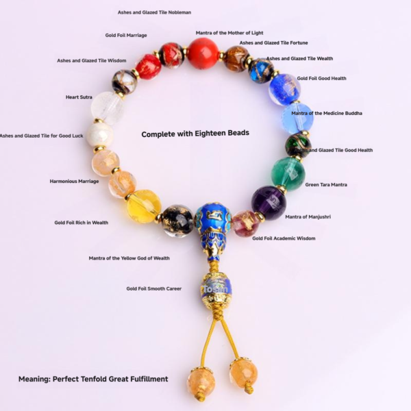 Liuli Agate Crystal Heart Sutra 18 Seed Multi Treasure Hand String - Image 4